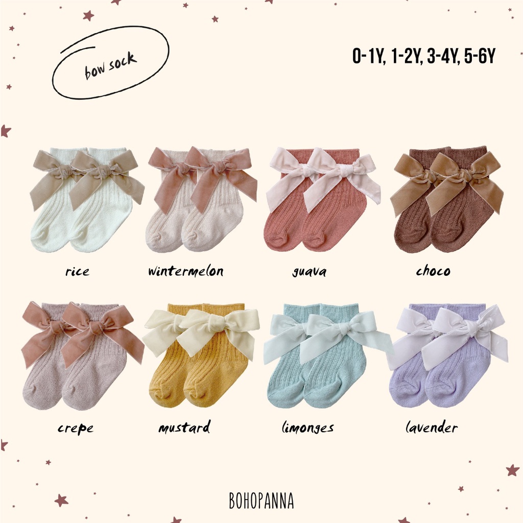 Kaos Kaki Bayi Anak Perempuan BOHOPANNA - BOW SOCK 0-6 Tahun