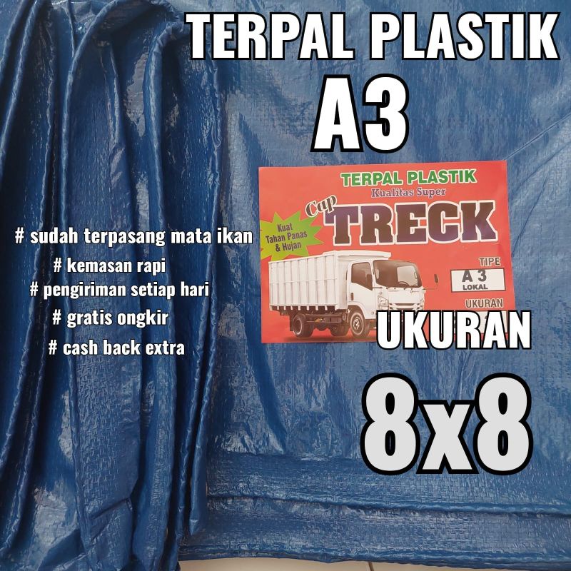 Terpal plastik A3 ukuran 8x8 meter cap TRECK