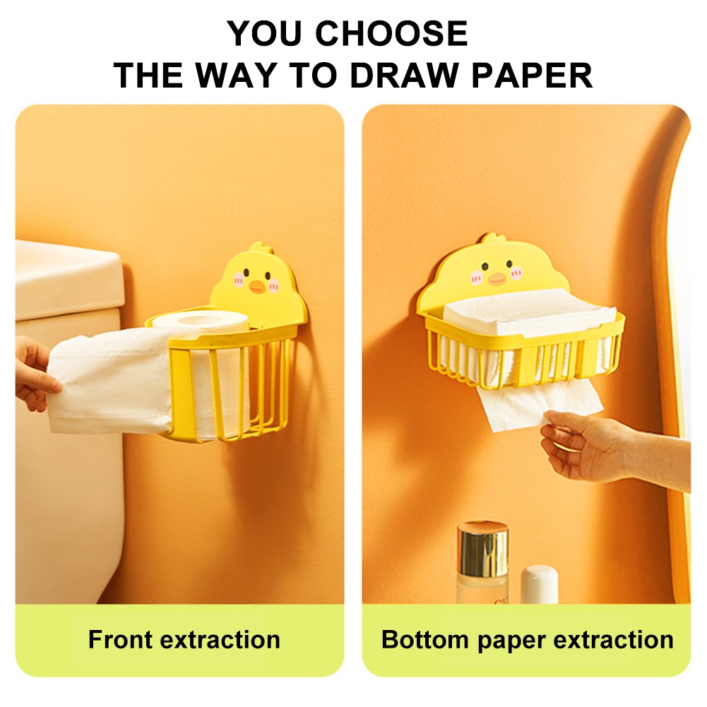 ღ Bebek Lucu Model Kotak Tisu Kartun Desktop Kertas Pemegang Kertas Kotak Penyimpanan Wadah Meja Penyimpanan Serbet Casing Organizer Home dekorasi Supplie