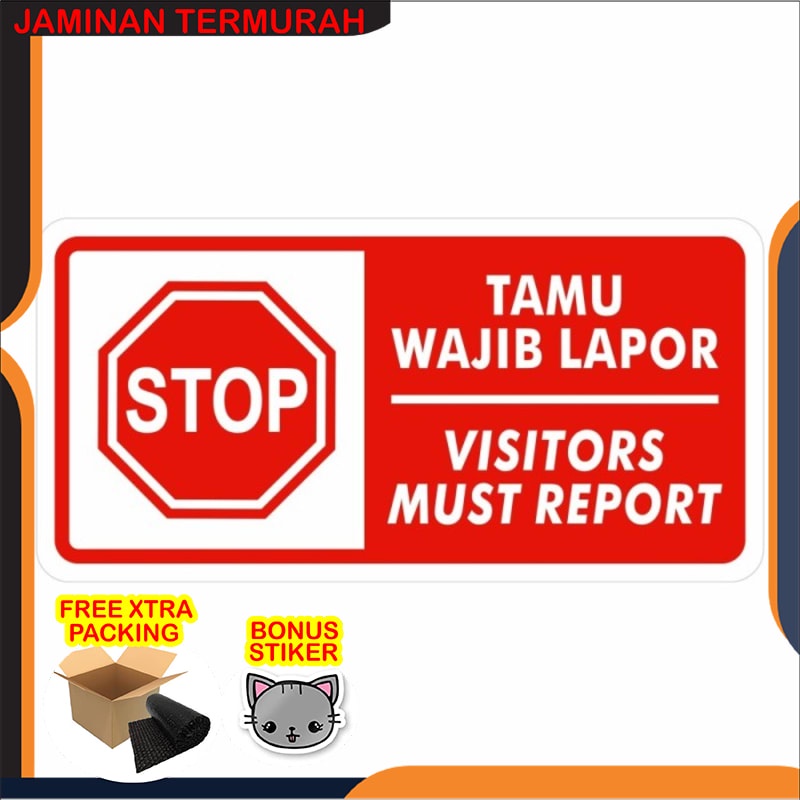 

Murah Rambu Sign Tamu Wajib Lapor 40cm x 20cm Stop Plat Alumunium Keren