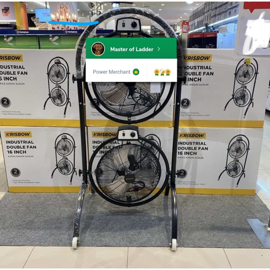 Krisbow Kipas Angin Ganda Tumpuk Industrial Double Fan 40 cm / Double Fan 16"