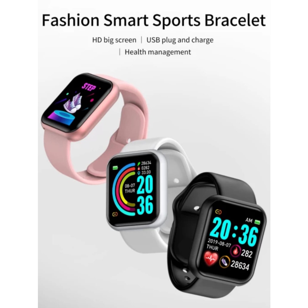 Dennos Y68 Smartwatch D20 Tahan Air IP68 Monitor Denyut Jantung