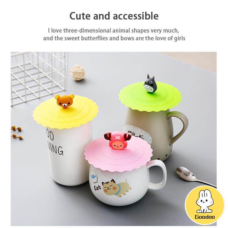 Tutup cangkir silikon Karakter Tutupan kebocoran keramik teh keramik cangkir air cangkir tutup mangkuk tertutup -Doo