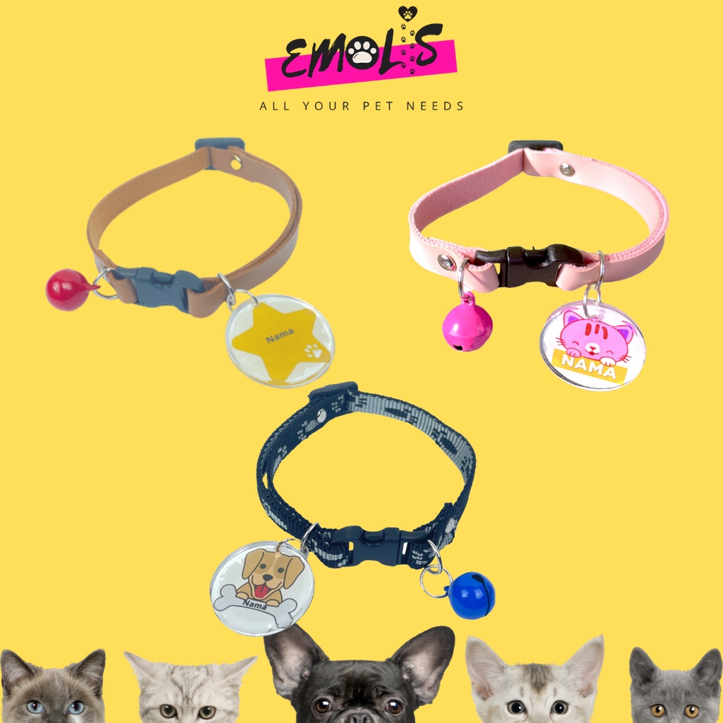 KH05 Kalung Custom Nama Pet Peliharaan Hewan Piaraan Anjing Kucing Hamster Adjustable Dapat Disesuaikan PGM