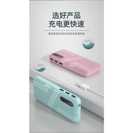 [NEW] POWERBANK SMART MACARON 3 USB + LED LIGHT 20.000 MAH FAST CHARGING