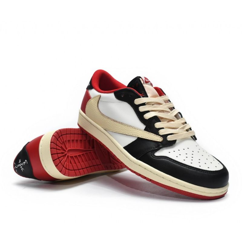 Sepatu Air Jordan 1 Low Fragment Travis White Black Red High Premium Original