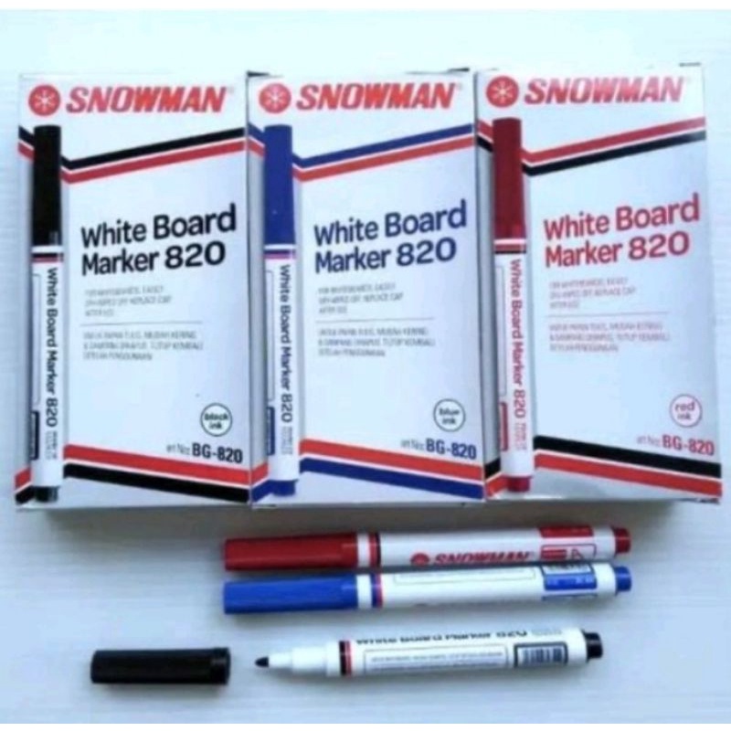 

Spidol Whiteboard Marker / Spidol Wipe Clean Snowman 820 (12pcs)