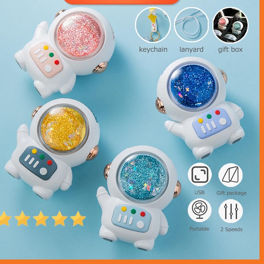 Obral Hemat Astronaut Cute Fan Kipas Angin Mini Portable Karakter Kipas Astronot Kapasitas Besar USB Charge 2-Speed Angin Kencang