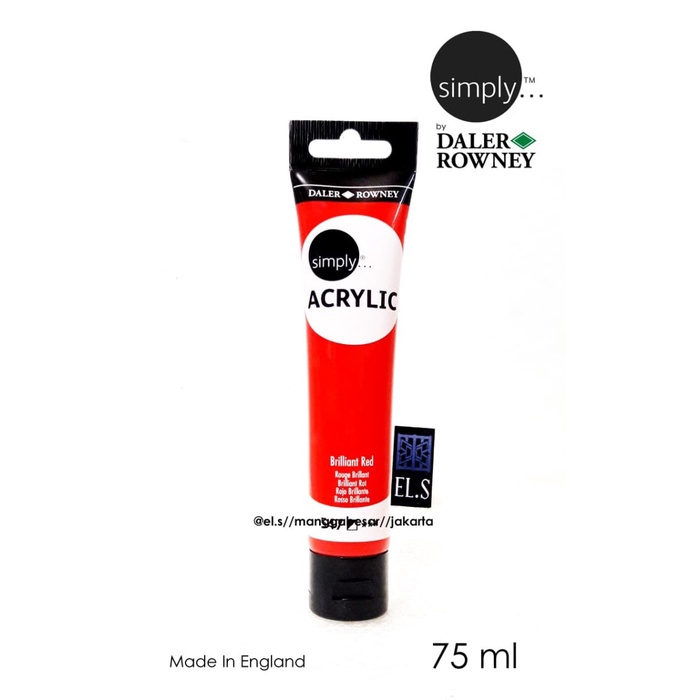

Dijual Daler Rowney Simply Acrylic Brilliant Red 75 Ml ( Cat Akrilik ) Bagus