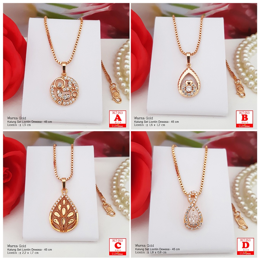 XLT 053 Kalung Set Liontin Cantik  Model Bola Boba Permata Zirkon Perhiasan Imitasi Lapis Emas 18K Tiruan Mata Zirkon Aksesoris Luxx Xuping