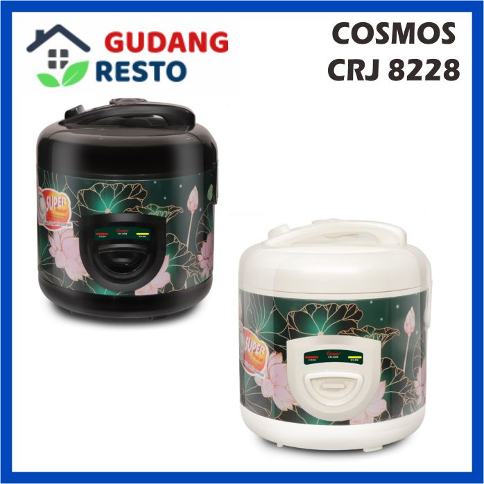 COSMOS RICE COOKER CRJ 8228 B W LOTUS SERIES MAGIC COM 2 L CRJ8228  2,0 LITER PENANAK NASI ANTI LENGKET 3 IN 1 HITAM PUTIH