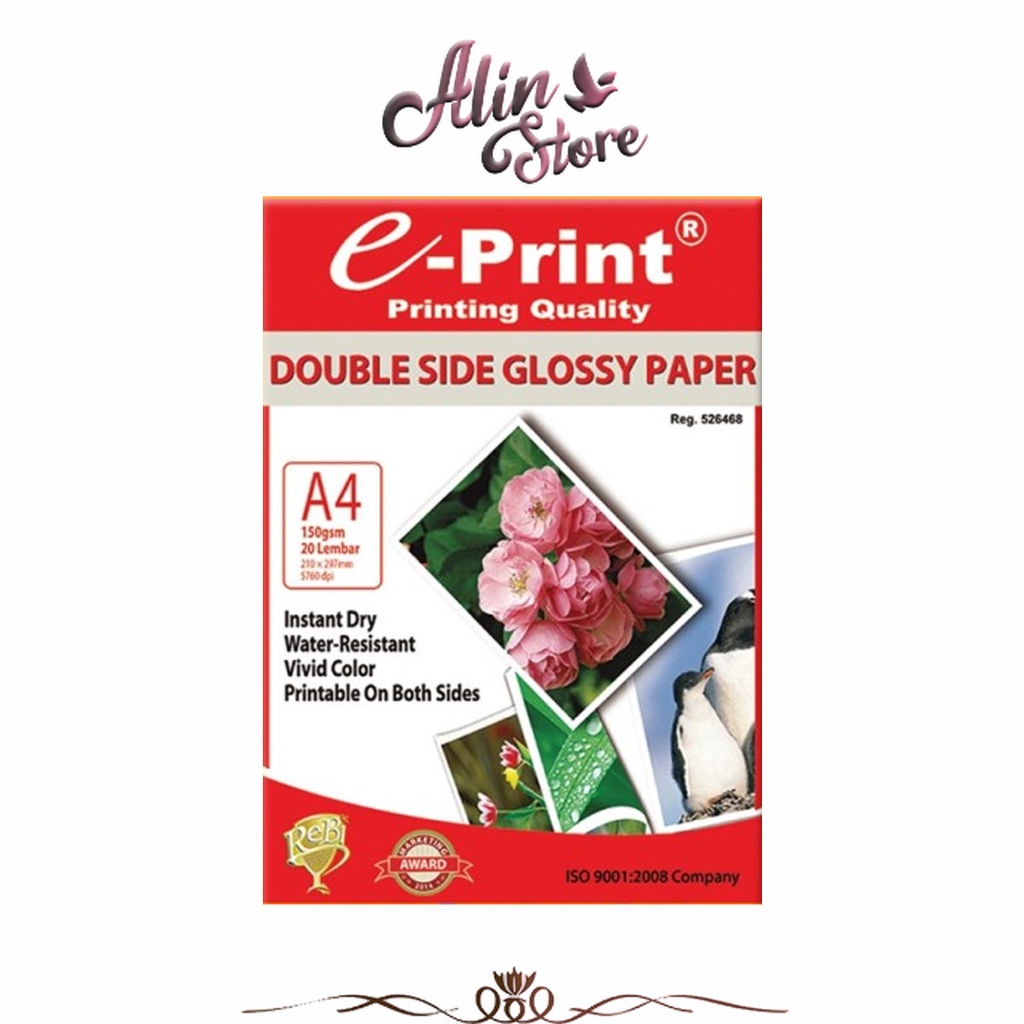 

Kertas Double Side Glossy Paper A4 150gr 20s E-Print