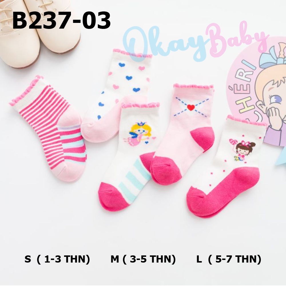 Okaybaby B237 Kaos Kaki Import Anak Perempuan Motif Terbaru Karakte Lucu 1-7 Tahun