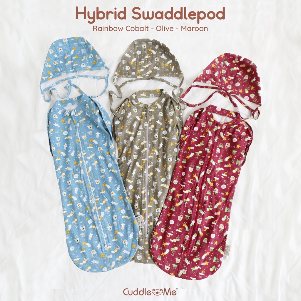CUDDLEME Hybrid Swaddle Pod | Bedong instant + kupluk Baby Swaddle Bedong Bayi Cuddle Me