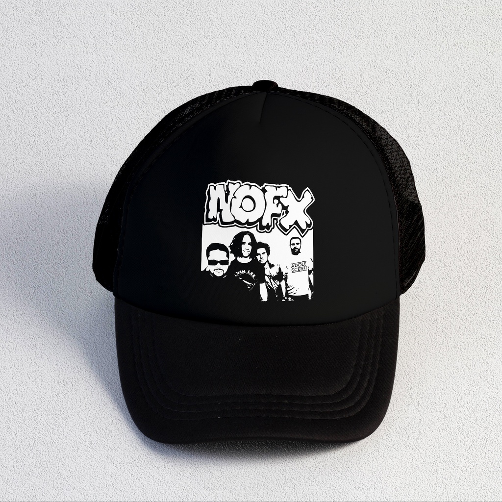 Nofx | Trucker Hat Best Seller | Topi Pria | Topi | Trucker | Topi Band | Baseball | Band | Topi Jaring | Topi Sablon | Head Studio