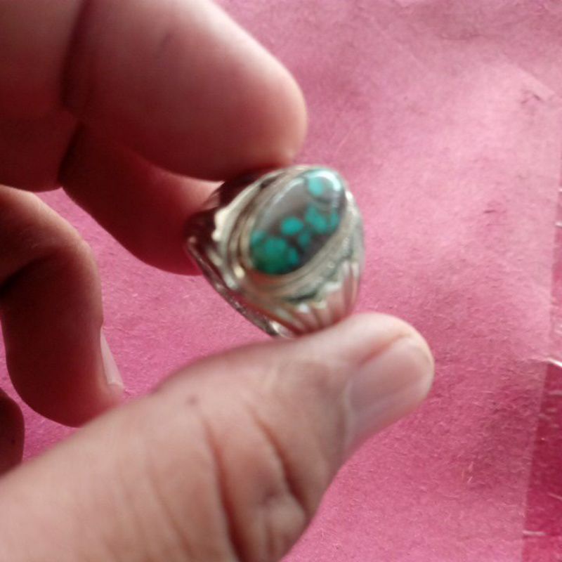 cincin batu akik pirus Persia oval kecil cantik