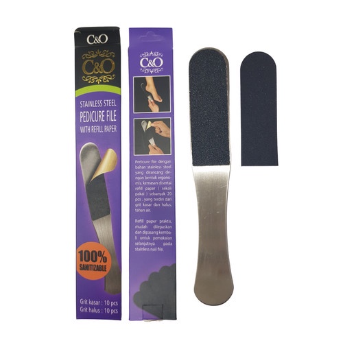 

C&O Stainless Steel PEDICURE FILE/Foot File with refill paper