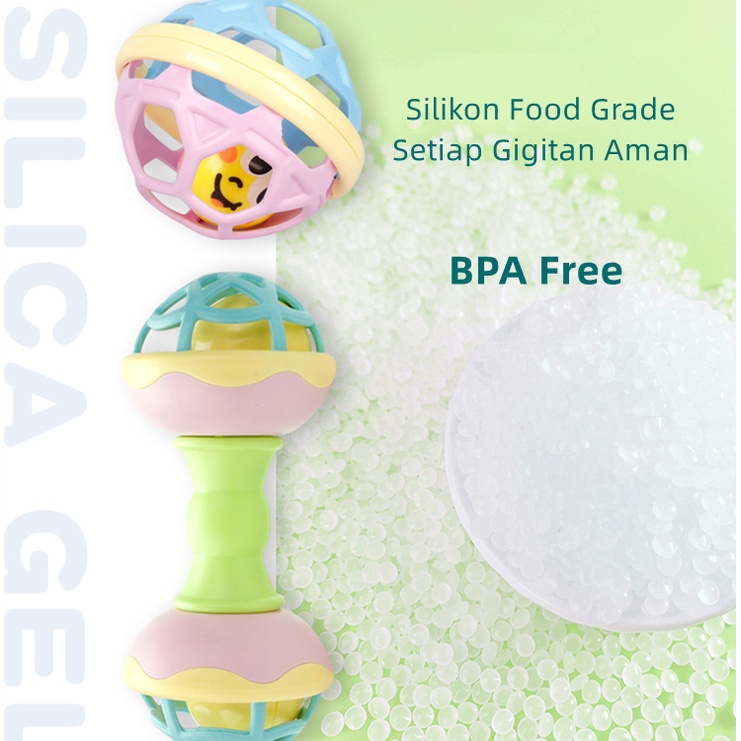 Mainan Gigitan Bayi PP/Silikon Kids Toys Baby Teether Rattle Teething Kit Mainan Bayi Lucu WJ03