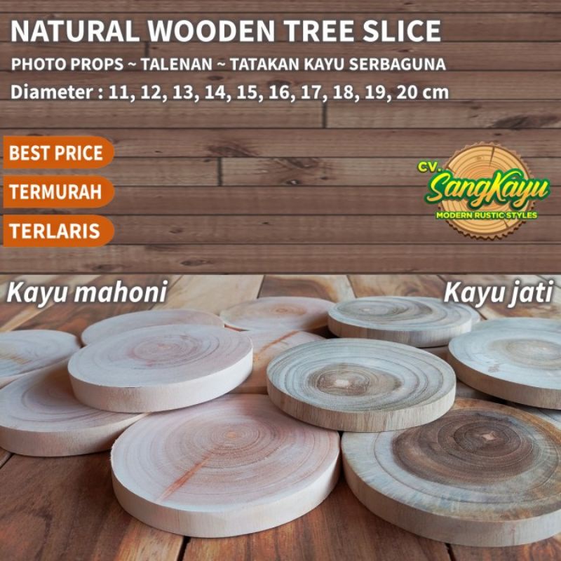 Talenan kayu tatakan mug piring tatakan panci foto props kayu bulat