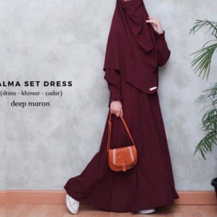 Menarik gamis set jilbab salma gamis syar'i polos gamis syari set  jilbab cadar