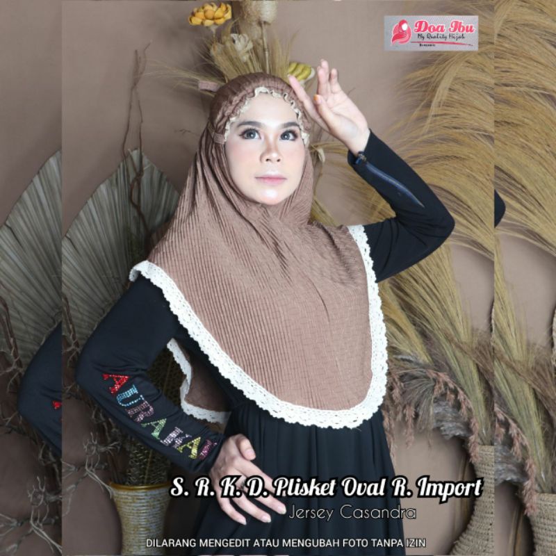Jilbab doa ibu bergo siria kerut dahi plisket renda rajut import jersey casandra
