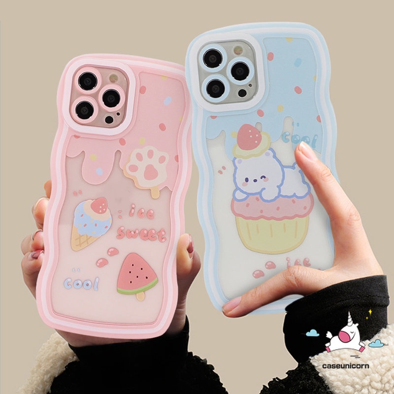 Soft Case Bahan TPU Motif Kartun Beruang Strawberry Untuk iPhone 11 12 13 14 Pro MAX 7 8 Plus XR 14 Plus 6 6s Plus X XS MAX SE 2020