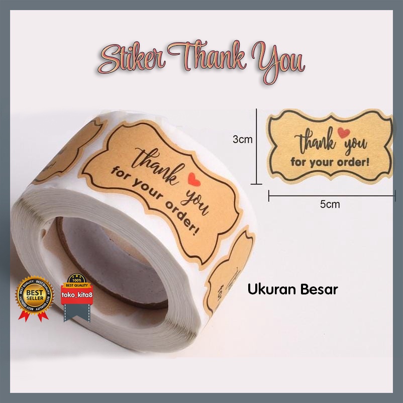 Jual Cod Stiker Thank You Ukuran Besar 3 X 5 Cm Label Olshop Ucapan Terima Kasihstiker 8201