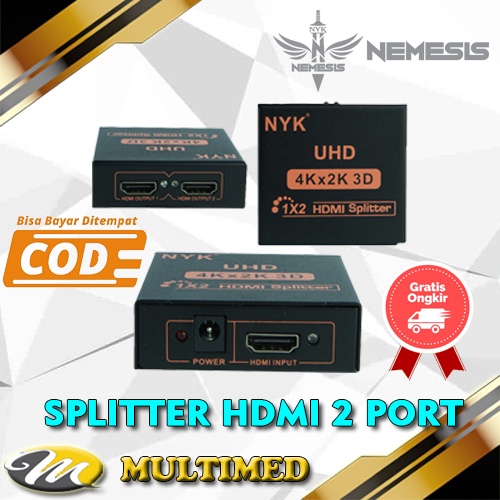 HDMI SPLITTER 2 PORT / 4 PORT NYK 4K + Adaptor 2A