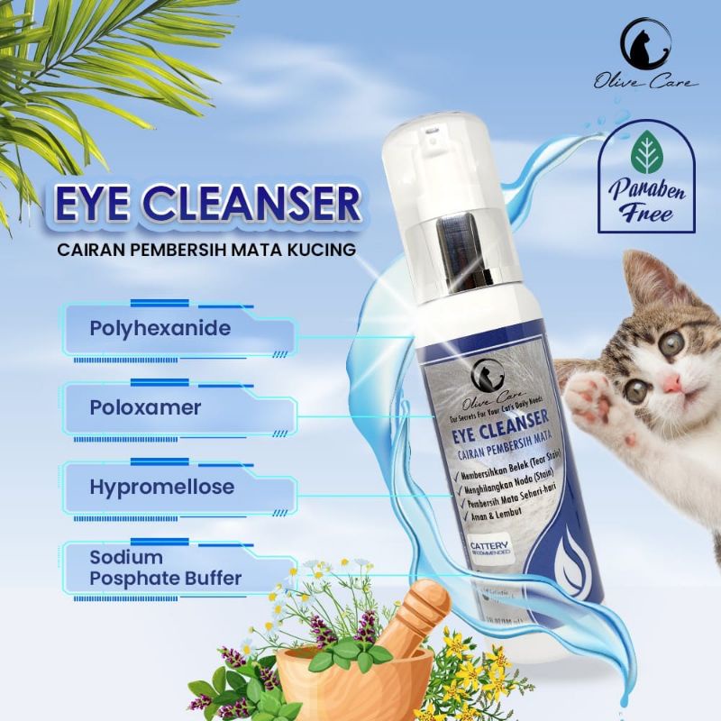 Olive Care Eye Cleanser Cairan Pembersih Mata Kucing Menghilangkan Noda Mata