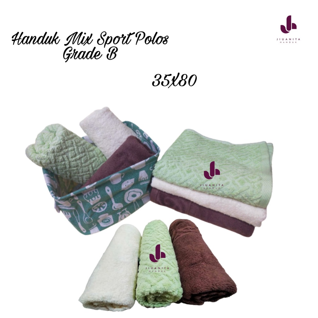 JH Handuk Merah Putih Sport 30x70 GRADE B / Handuk Sport Mix Grade B Termurah