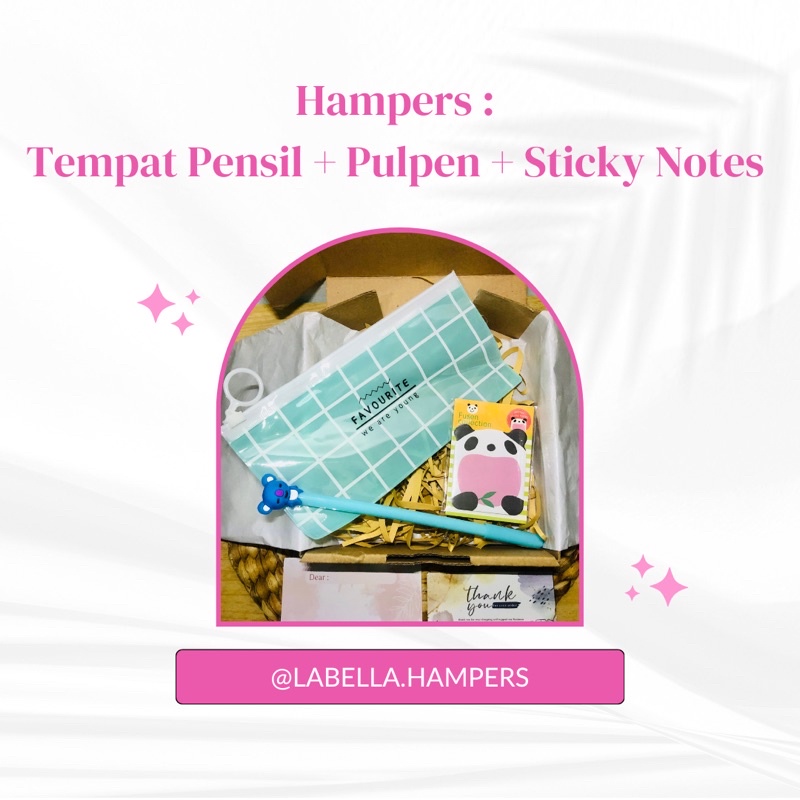 

Gift Box Alat Tulis | Hampers Sticky Note + Pulpen + Tempat Pensil |Kado Wisuda|Hampers Valentine|Kado Natal |Kado Idul Fitri |Kado Ultah |Kado Ulang Tahun |Hampers Ultah|Kado Cowok |Kado Cewek |Kado Murah |Hampers Murah|Hampers Idul Fitri |Souvenir Murah