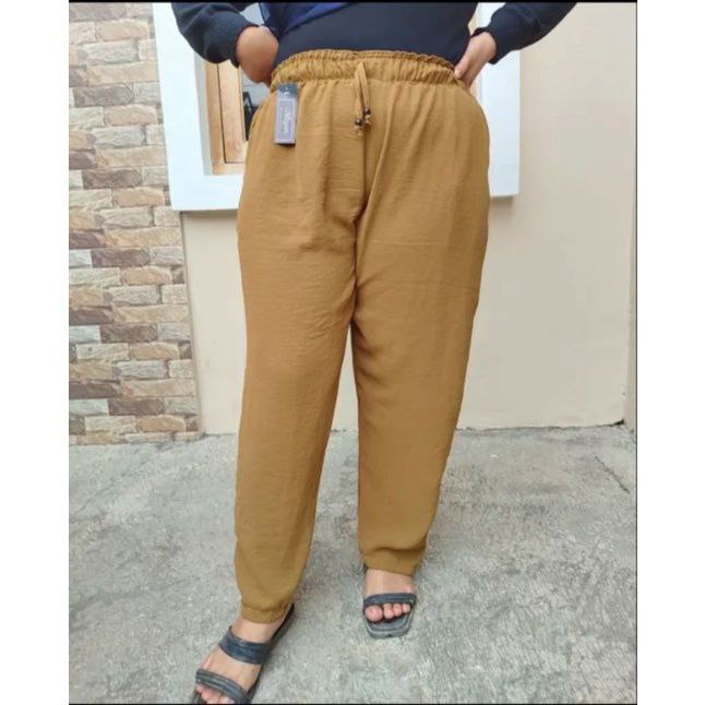 Binar Collection MB 02- Celana Pensil baggy Pants Wanita XL dan 3L Jumbo dewasa / Celana Jumbo Ibu katun Crinkle adem nyaman Celana kerja / harian / santai murah