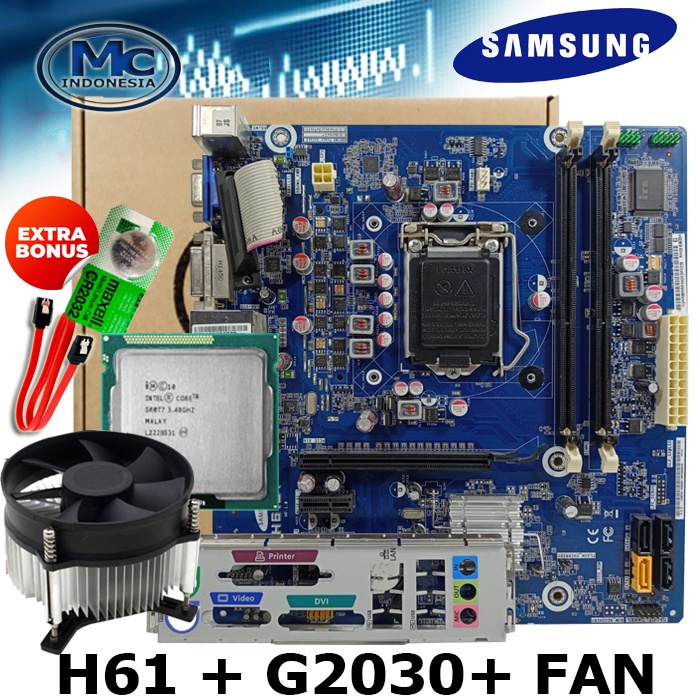 MOBO Intel LGA 1155 H61 DDR3 + G2030 + FAN