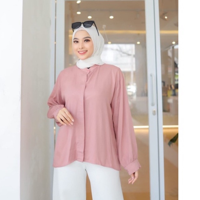 Sonya Blouse Sanghai Rayon Twill Kemeja Basic Premium