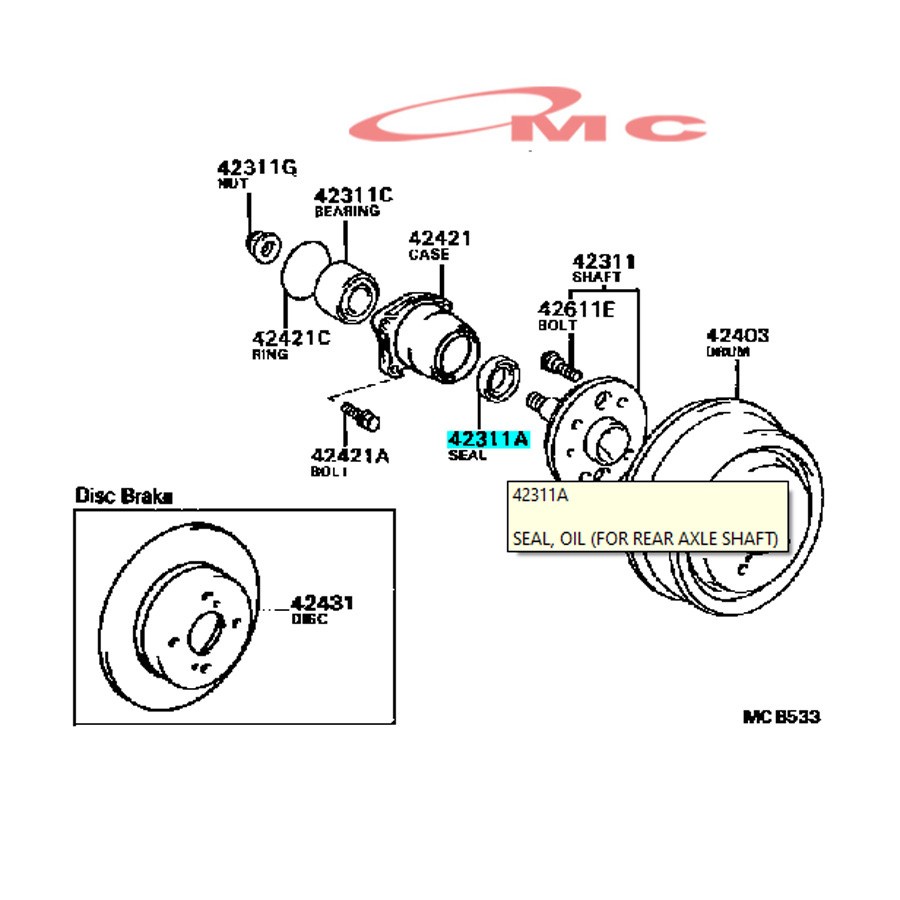 Seal Sil Oil Roda Belakang Corolla Twincam Great 90311-41003-SEAL