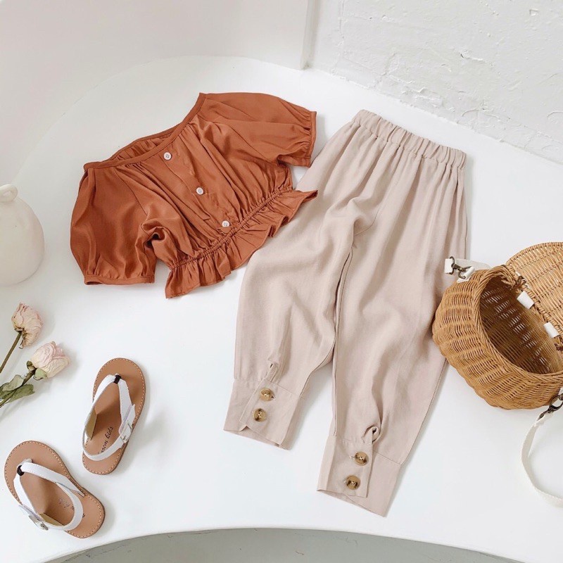 COLBIE SETELAN ANAK PEREMPUAN / SET ANAK CEWEK BLOUSE & CELANA PANJANG EARTH TONE