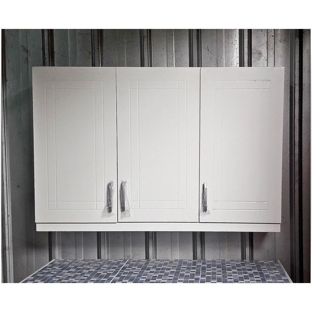 Lemari Dapur Atas Pintu 3 kayu full putih / Lemari Gantung kayu 3 pintu