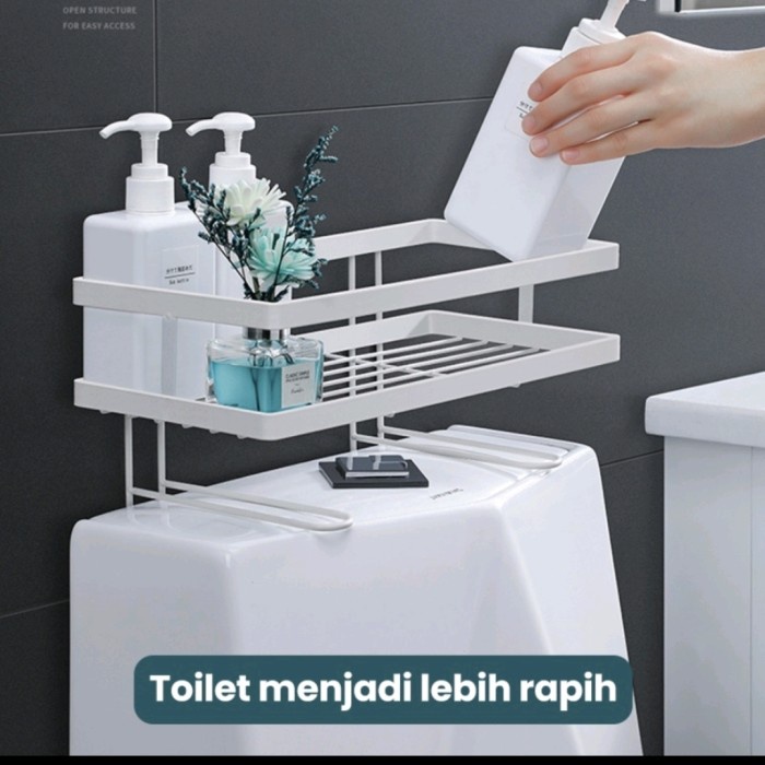 S5 Rak Kamar Mandi Tempel Toilet Kloset Penyimpanan Gantung Anti Karat