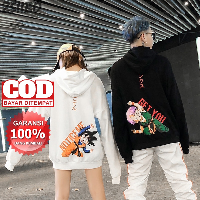 Promo COD Hoodie Harajuku Unisex Hoodies Pasangan Sweatshirt Pria Hoodies Anime Dragon Ball Jepang Lucu Dicetak Kebesaran Pullover Streetwear