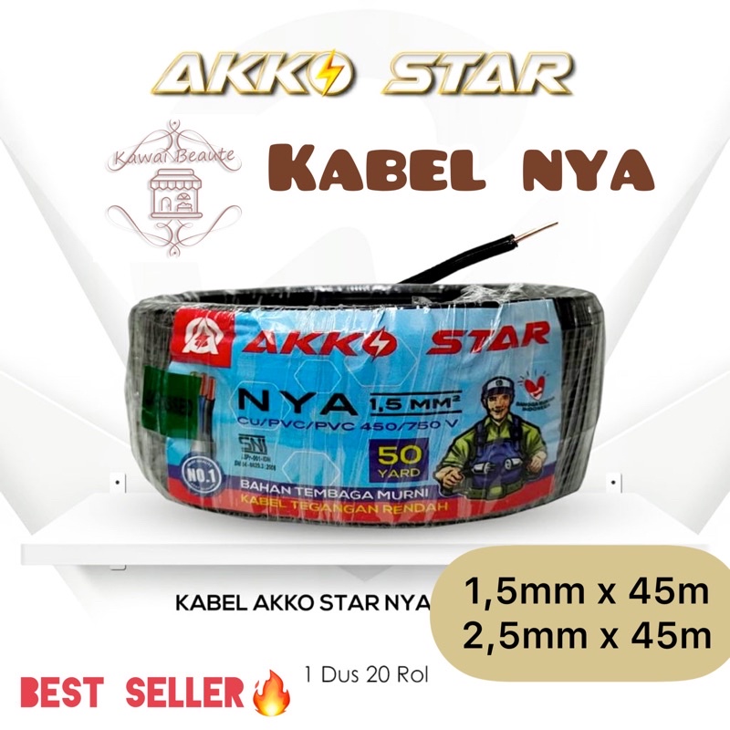 Kabel NYA Akko Star Merah-Hitam Isi 20 roll/krg  1x1,5x50y &amp; 1x2,5x50yard