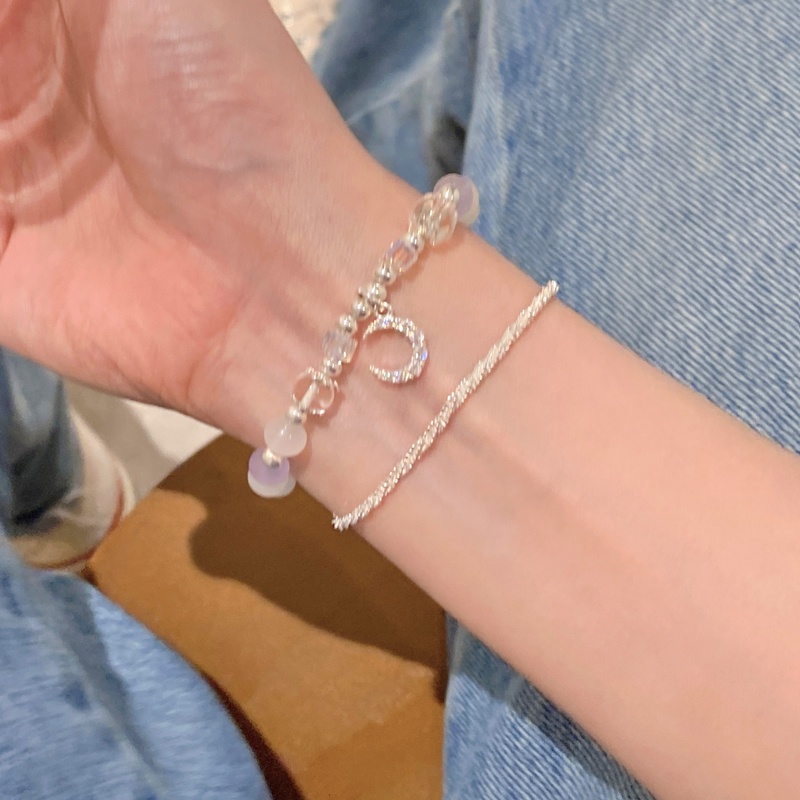 We Flower Gelang Manik-Manik Batu Opal Putih Ungu Hias Sequin Gaya Klasik Untuk Wanita