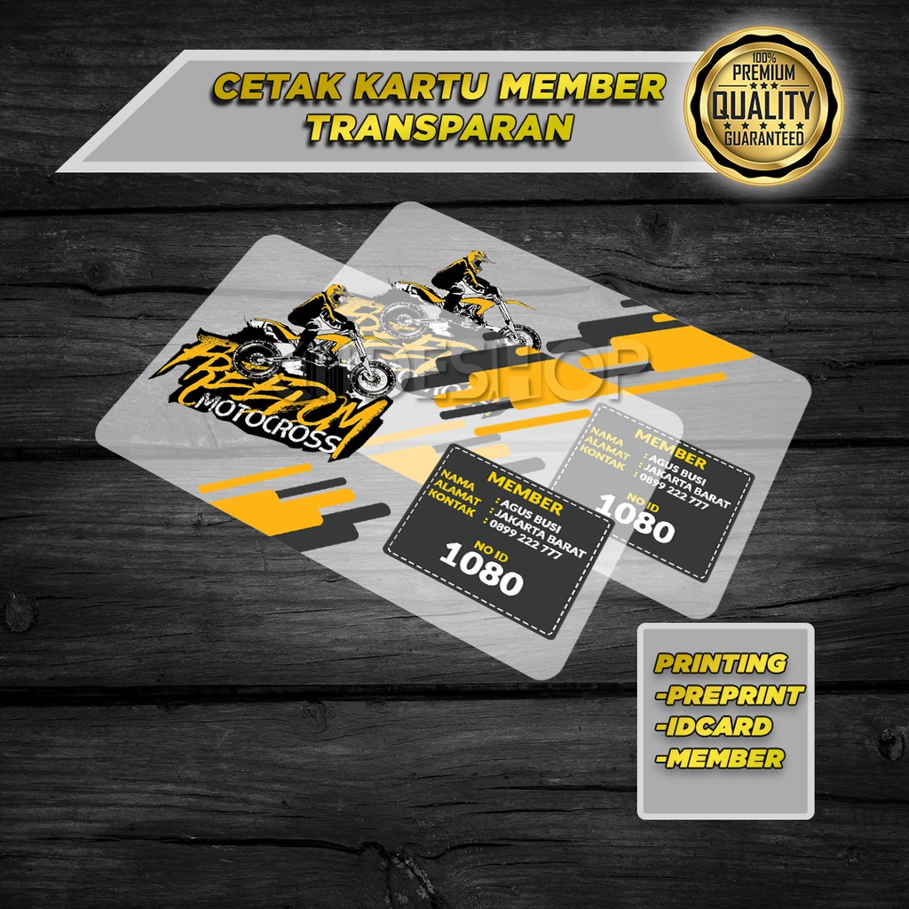 

Custom Kartu Nama Member Pre-Printed PVC Transparant Premium