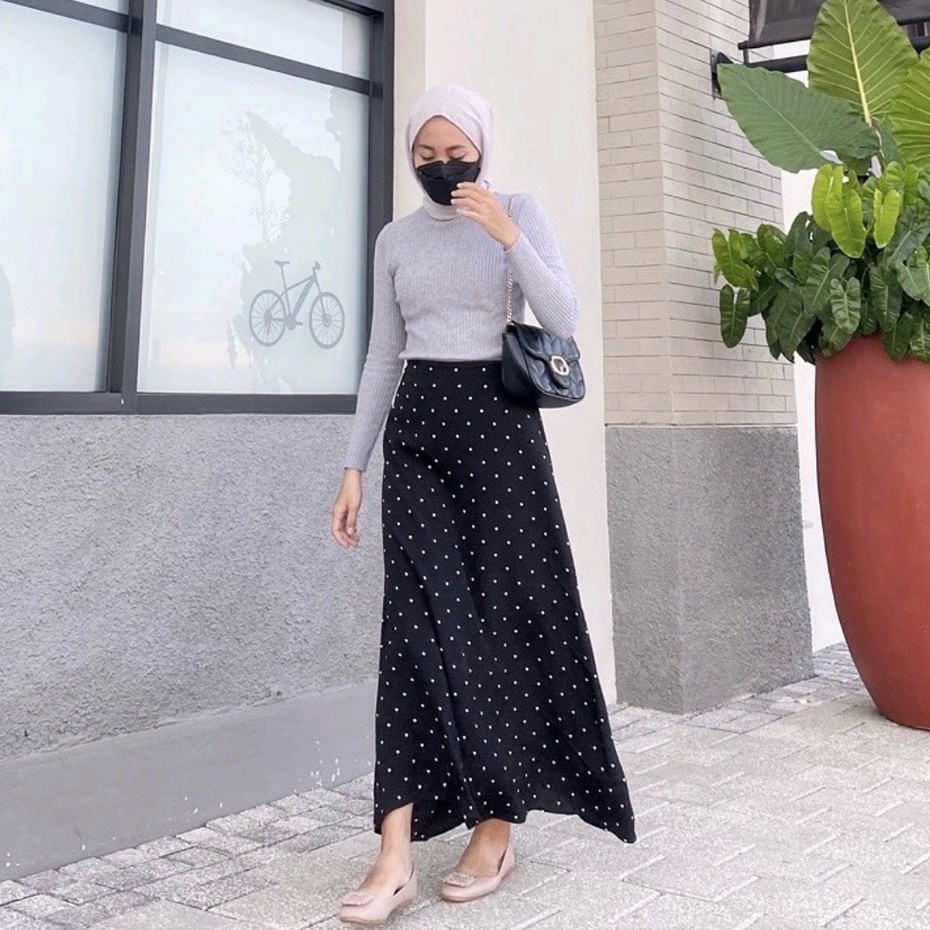 ROK POLKADOT / ROK MOTIF POLKA SKIRT KOREAN STYLE BLACK SERIES