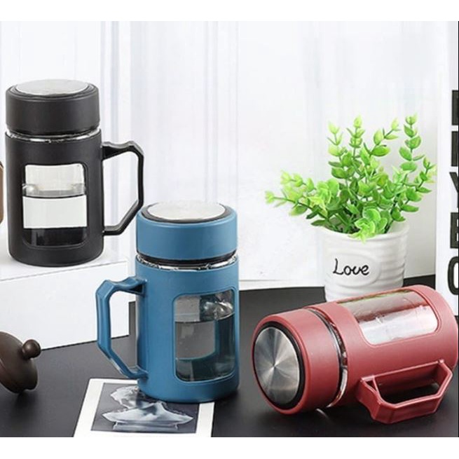 Mug Gelas Kaca Mug Gelas Warna Kaca Gelas Cangkir Tutup 450 ml