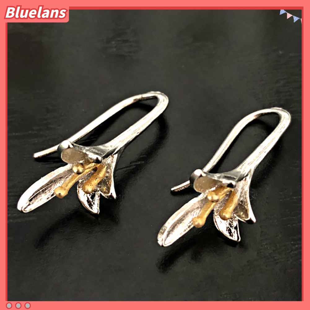 Anting Kait Gantung Desain Bunga Lily Gaya Vintage Untuk Wanita