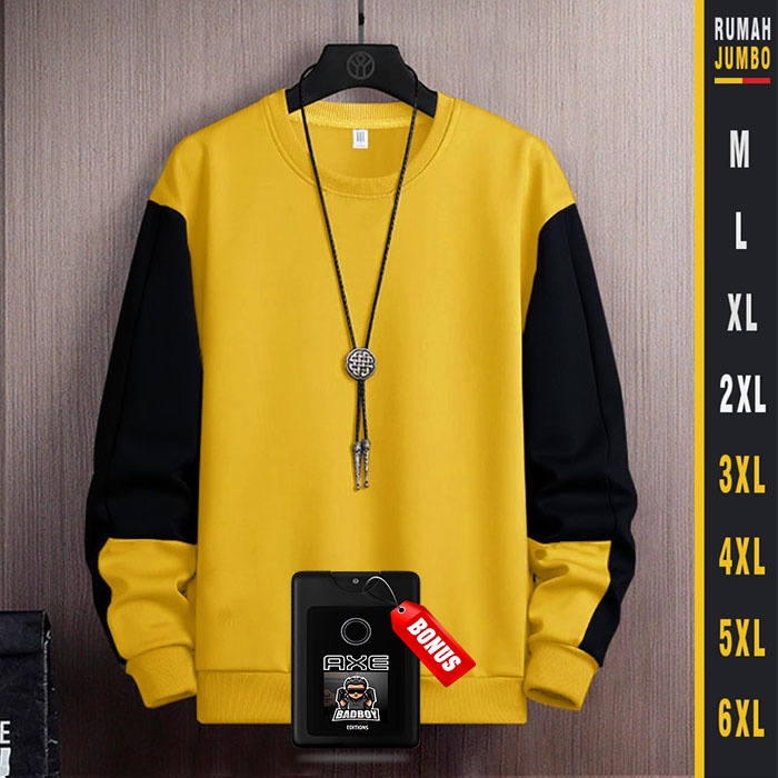 Sweater Crewneck Oversize Switer Pria Wanita Big size Sweter Kombinasi Jumbo