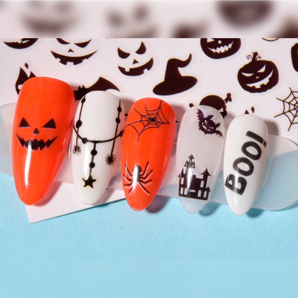【 COD 】Stiker Kuku Gaya Halloween Nail / Murah Import / Berkarakter / Untuk Naik Art