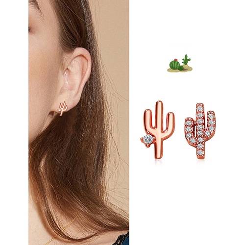 LRC Anting Tusuk Fashion Rose Gold Asymmetric Cactus V35583