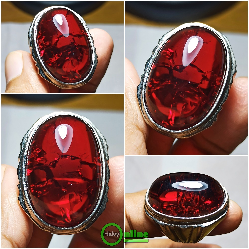 CINCIN BATU AKIK MERAH SIAM PECAH SERIBU JUMBO