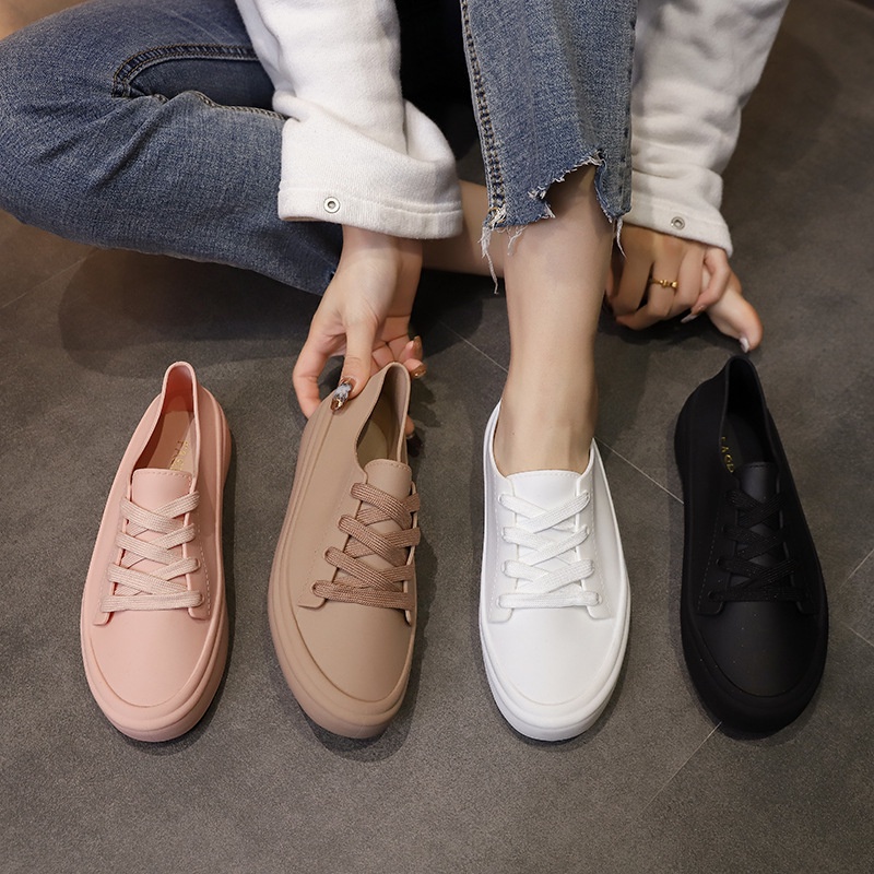 ❀ Chingu ❀ SEP006 (Tanpa Kotak) Sepatu Wanita Karet Polos Simple Warna Sport Casual Import Murah